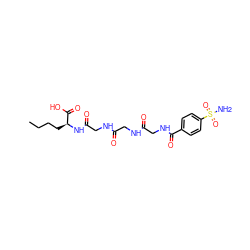 CCCC[C@H](NC(=O)CNC(=O)CNC(=O)CNC(=O)c1ccc(S(N)(=O)=O)cc1)C(=O)O ZINC000027645361