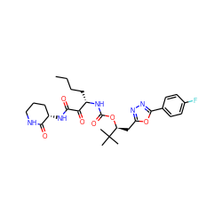 CCCC[C@H](NC(=O)O[C@@H](Cc1nnc(-c2ccc(F)cc2)o1)C(C)(C)C)C(=O)C(=O)N[C@H]1CCCNC1=O ZINC000028455905