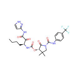 CCCC[C@H](NC(=O)O[C@@H]1C(=O)N(C(=O)Nc2ccc(C(F)(F)F)cc2)CC1(C)C)C(=O)C(=O)Nc1cc[nH]n1 ZINC000028572658