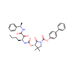CCCC[C@H](NC(=O)O[C@@H]1C(=O)N(C(=O)Oc2ccc(-c3ccccc3)cc2)CC1(C)C)C(=O)C(=O)N[C@H](C)c1ccccc1 ZINC000036287231