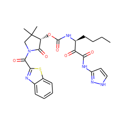 CCCC[C@H](NC(=O)O[C@@H]1C(=O)N(C(=O)c2nc3ccccc3s2)CC1(C)C)C(=O)C(=O)Nc1cc[nH]n1 ZINC000028572528