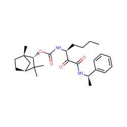 CCCC[C@H](NC(=O)O[C@@H]1C(C)(C)[C@H]2CC[C@@]1(C)C2)C(=O)C(=O)N[C@H](C)c1ccccc1 ZINC000169350334