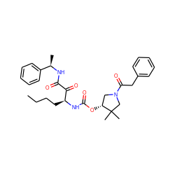 CCCC[C@H](NC(=O)O[C@@H]1CN(C(=O)Cc2ccccc2)CC1(C)C)C(=O)C(=O)N[C@H](C)c1ccccc1 ZINC000049777379