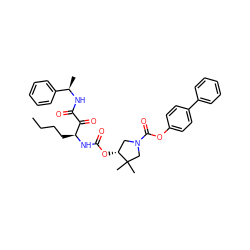 CCCC[C@H](NC(=O)O[C@@H]1CN(C(=O)Oc2ccc(-c3ccccc3)cc2)CC1(C)C)C(=O)C(=O)N[C@H](C)c1ccccc1 ZINC000049756588