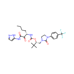 CCCC[C@H](NC(=O)O[C@H](CN1CCN(c2ccc(C(F)(F)F)cc2)C1=O)C(C)(C)C)C(=O)C(=O)Nc1ccn[nH]1 ZINC000028465674