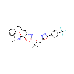 CCCC[C@H](NC(=O)O[C@H](Cc1nnc(-c2ccc(C(F)(F)F)cc2)o1)C(C)(C)C)C(=O)C(=O)N[C@H](C)c1ccccc1 ZINC000028460873