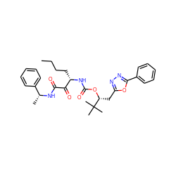 CCCC[C@H](NC(=O)O[C@H](Cc1nnc(-c2ccccc2)o1)C(C)(C)C)C(=O)C(=O)N[C@H](C)c1ccccc1 ZINC000028457832