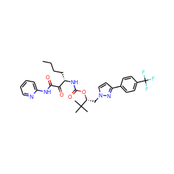 CCCC[C@H](NC(=O)O[C@H](Cn1ccc(-c2ccc(C(F)(F)F)cc2)n1)C(C)(C)C)C(=O)C(=O)Nc1ccccn1 ZINC000028460981