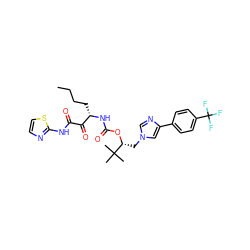 CCCC[C@H](NC(=O)O[C@H](Cn1cnc(-c2ccc(C(F)(F)F)cc2)c1)C(C)(C)C)C(=O)C(=O)Nc1nccs1 ZINC000028461185