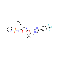 CCCC[C@H](NC(=O)O[C@H](Cn1cnc(-c2ccc(C(F)(F)F)cc2)c1)C(C)(C)C)C(=O)CNS(=O)(=O)c1ccccn1 ZINC000003952058