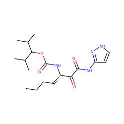 CCCC[C@H](NC(=O)OC(C(C)C)C(C)C)C(=O)C(=O)Nc1cc[nH]n1 ZINC000008568039