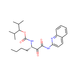 CCCC[C@H](NC(=O)OC(C(C)C)C(C)C)C(=O)C(=O)Nc1ccc2ccccc2n1 ZINC000013559112