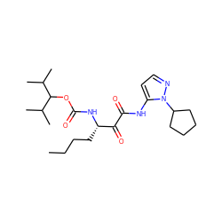 CCCC[C@H](NC(=O)OC(C(C)C)C(C)C)C(=O)C(=O)Nc1ccnn1C1CCCC1 ZINC000013559125