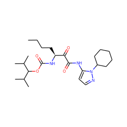 CCCC[C@H](NC(=O)OC(C(C)C)C(C)C)C(=O)C(=O)Nc1ccnn1C1CCCCC1 ZINC000013559126