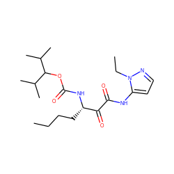 CCCC[C@H](NC(=O)OC(C(C)C)C(C)C)C(=O)C(=O)Nc1ccnn1CC ZINC000013559119