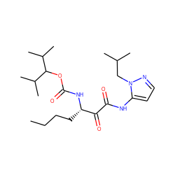 CCCC[C@H](NC(=O)OC(C(C)C)C(C)C)C(=O)C(=O)Nc1ccnn1CC(C)C ZINC000013559121