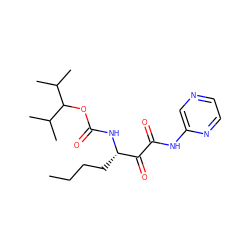 CCCC[C@H](NC(=O)OC(C(C)C)C(C)C)C(=O)C(=O)Nc1cnccn1 ZINC000013559111