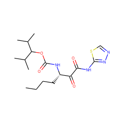 CCCC[C@H](NC(=O)OC(C(C)C)C(C)C)C(=O)C(=O)Nc1nncs1 ZINC000013559115