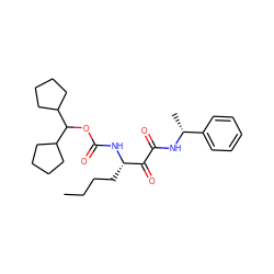 CCCC[C@H](NC(=O)OC(C1CCCC1)C1CCCC1)C(=O)C(=O)N[C@H](C)c1ccccc1 ZINC000013589448