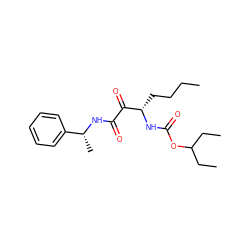 CCCC[C@H](NC(=O)OC(CC)CC)C(=O)C(=O)N[C@H](C)c1ccccc1 ZINC000013589443