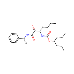 CCCC[C@H](NC(=O)OC(CCC)CCC)C(=O)C(=O)N[C@H](C)c1ccccc1 ZINC000013589444