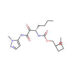 CCCC[C@H](NC(=O)OCC1(CC)CCC1)C(=O)C(=O)Nc1ccnn1C ZINC000013583758