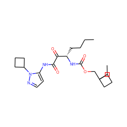 CCCC[C@H](NC(=O)OCC1(CC)CCC1)C(=O)C(=O)Nc1ccnn1C1CCC1 ZINC000013583836