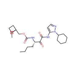 CCCC[C@H](NC(=O)OCC1(CC)CCC1)C(=O)C(=O)Nc1ccnn1C1CCCCC1 ZINC000013583843