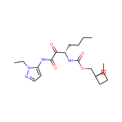 CCCC[C@H](NC(=O)OCC1(CC)CCC1)C(=O)C(=O)Nc1ccnn1CC ZINC000013583815