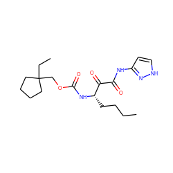 CCCC[C@H](NC(=O)OCC1(CC)CCCC1)C(=O)C(=O)Nc1cc[nH]n1 ZINC000013583785