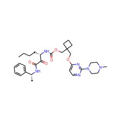 CCCC[C@H](NC(=O)OCC1(COc2ccnc(N3CCN(C)CC3)n2)CCC1)C(=O)C(=O)N[C@H](C)c1ccccc1 ZINC000028455613