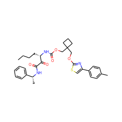 CCCC[C@H](NC(=O)OCC1(COc2nc(-c3ccc(C)cc3)cs2)CCC1)C(=O)C(=O)N[C@H](C)c1ccccc1 ZINC000028457736