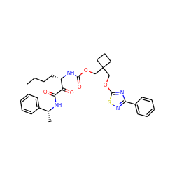 CCCC[C@H](NC(=O)OCC1(COc2nc(-c3ccccc3)ns2)CCC1)C(=O)C(=O)N[C@H](C)c1ccccc1 ZINC000028457465