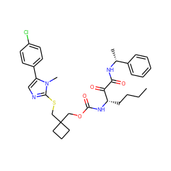 CCCC[C@H](NC(=O)OCC1(CSc2ncc(-c3ccc(Cl)cc3)n2C)CCC1)C(=O)C(=O)N[C@H](C)c1ccccc1 ZINC000028392012