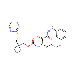 CCCC[C@H](NC(=O)OCC1(CSc2ncccn2)CCC1)C(=O)C(=O)N[C@H](C)c1ccccc1 ZINC000013583864