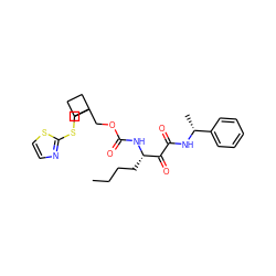 CCCC[C@H](NC(=O)OCC1(CSc2nccs2)CCC1)C(=O)C(=O)N[C@H](C)c1ccccc1 ZINC000013583860