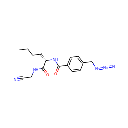 CCCC[C@H](NC(=O)c1ccc(CN=[N+]=[N-])cc1)C(=O)NCC#N ZINC000299820414