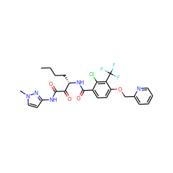 CCCC[C@H](NC(=O)c1ccc(OCc2ccccn2)c(C(F)(F)F)c1Cl)C(=O)C(=O)Nc1ccn(C)n1 ZINC000064573472