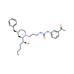 CCCC[C@H](O)[C@H]1C[C@@H](Cc2ccccc2)CCN1CCCNC(=O)Nc1cccc(C(C)=O)c1 ZINC000013443681