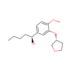 CCCC[C@H](O)c1ccc(OC)c(O[C@@H]2CCOC2)c1 ZINC000040393446