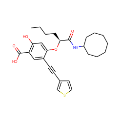 CCCC[C@H](Oc1cc(O)c(C(=O)O)cc1C#Cc1ccsc1)C(=O)NC1CCCCCCC1 ZINC000299851083