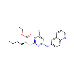 CCCC[C@H](Sc1nc(Cl)cc(Nc2ccc3ncccc3c2)n1)C(=O)OCC ZINC000040866790