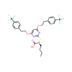 CCCC[C@H](Sc1nc(OCCc2ccc(C(F)(F)F)cc2)cc(OCCc2ccc(C(F)(F)F)cc2)n1)C(=O)O ZINC000053276545