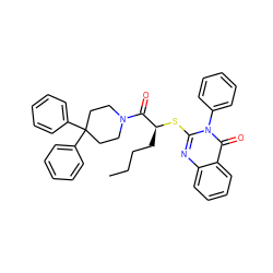 CCCC[C@H](Sc1nc2ccccc2c(=O)n1-c1ccccc1)C(=O)N1CCC(c2ccccc2)(c2ccccc2)CC1 ZINC000044305117