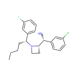 CCCC[C@H](c1cccc(F)c1)N1CC[C@H]1[C@H](N)c1cccc(Cl)c1 ZINC000022941659