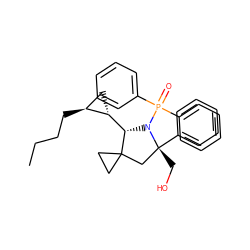 CCCC[C@H]1C[C@@H]1[C@@H]1N(P(=O)(c2ccccc2)c2ccccc2)[C@](CO)(c2ccccc2)CC12CC2 ZINC000008019456