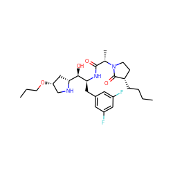 CCCC[C@H]1CCN([C@@H](C)C(=O)N[C@@H](Cc2cc(F)cc(F)c2)[C@H](O)[C@H]2C[C@@H](OCCC)CN2)C1=O ZINC000073167735