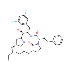 CCCC[C@H]1CCN([C@@H](CCc2ccccc2)C(=O)N[C@@H](Cc2cc(F)cc(F)c2)[C@H](O)[C@H]2C[C@@H](OCCC)CN2)C1=O ZINC000073170064