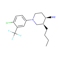 CCCC[C@H]1CN(c2ccc(Cl)c(C(F)(F)F)c2)CC[C@H]1N ZINC000028821809