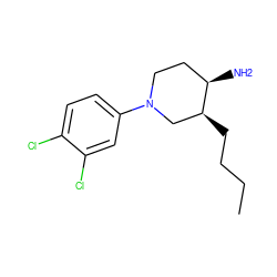 CCCC[C@H]1CN(c2ccc(Cl)c(Cl)c2)CC[C@H]1N ZINC000028821817